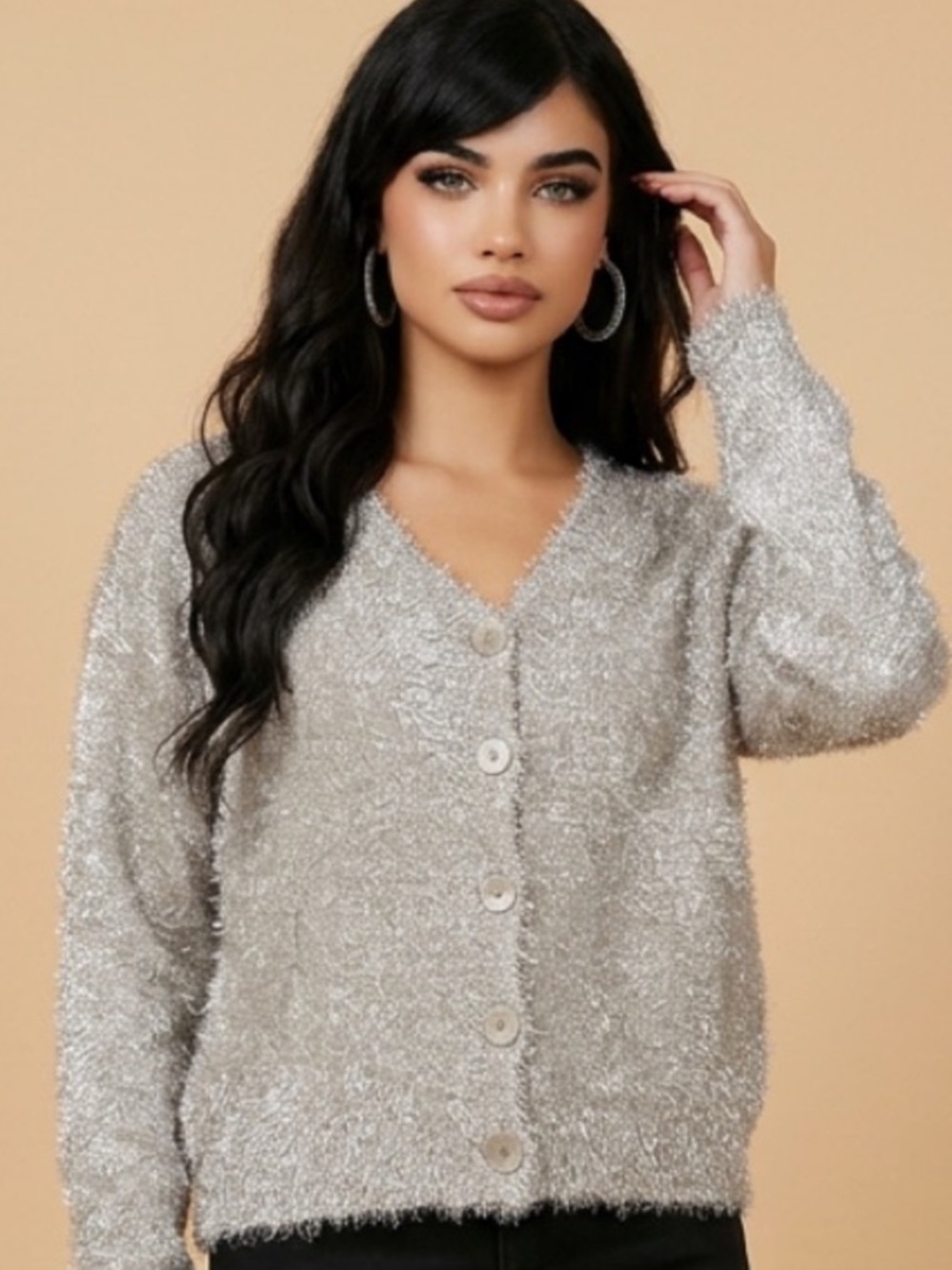 NWT Z Supply Tinsel Town Silver Cardigan Sweater